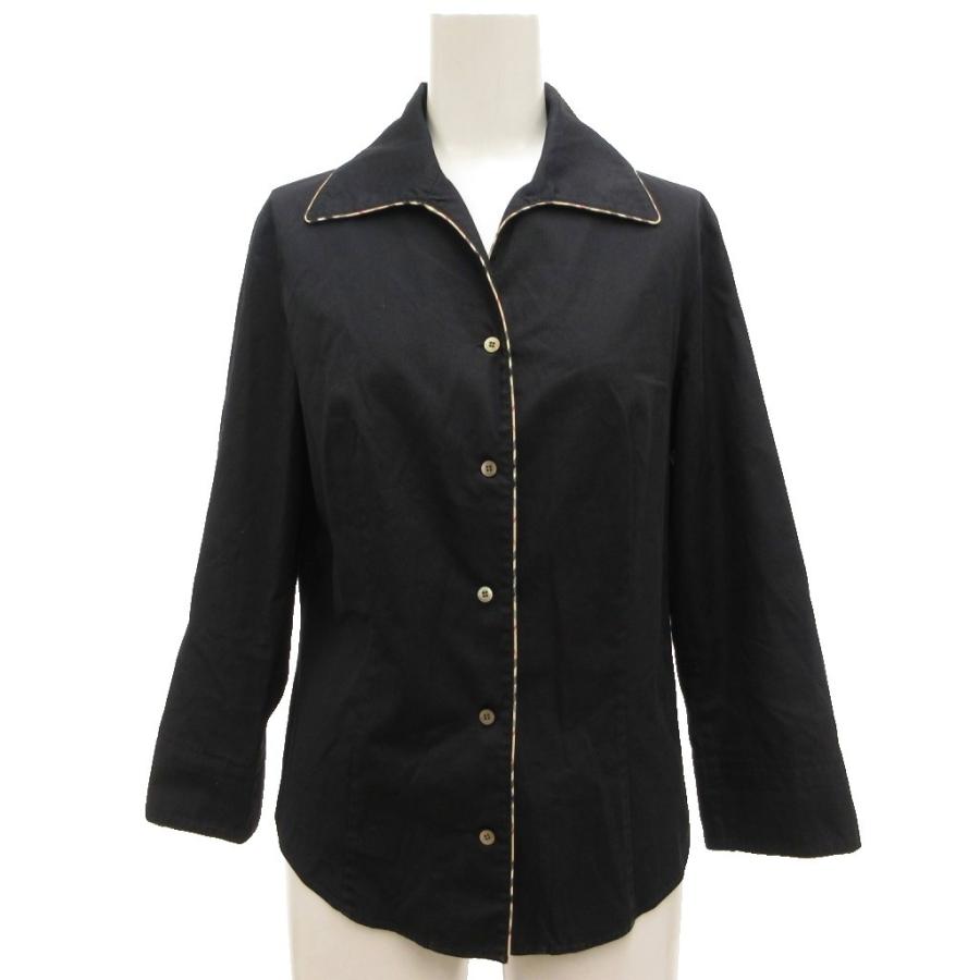 バーバリー ロンドン BURBERRY LONDON シャツ ブラウス 38 七分袖 開襟 