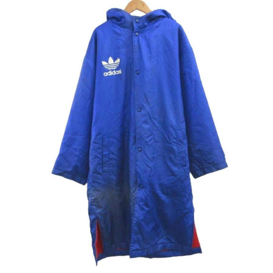adidas（アディダス） ベンチコート 160 青 ブルー 赤 レッド フード