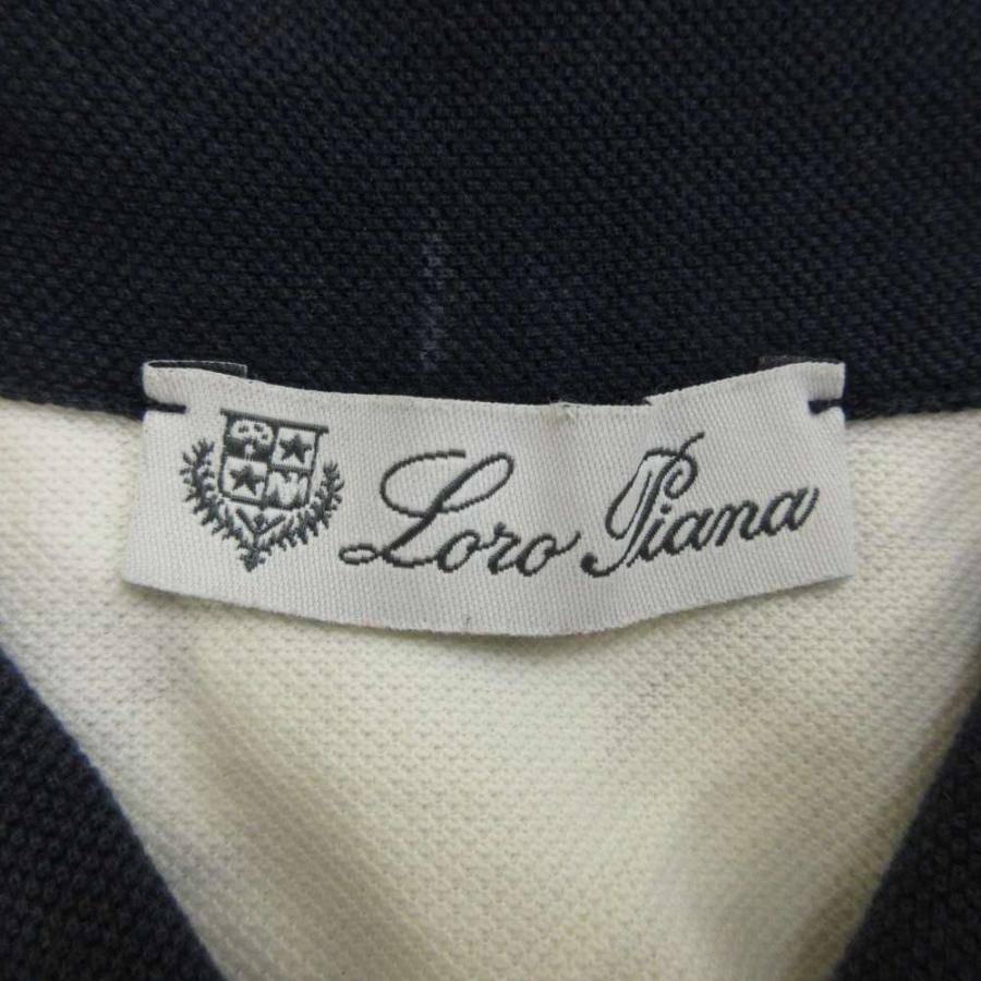 ロロピアーナ Loro Piana ポロシャツ 長袖 バイカラー ロゴ 刺繍 L 白