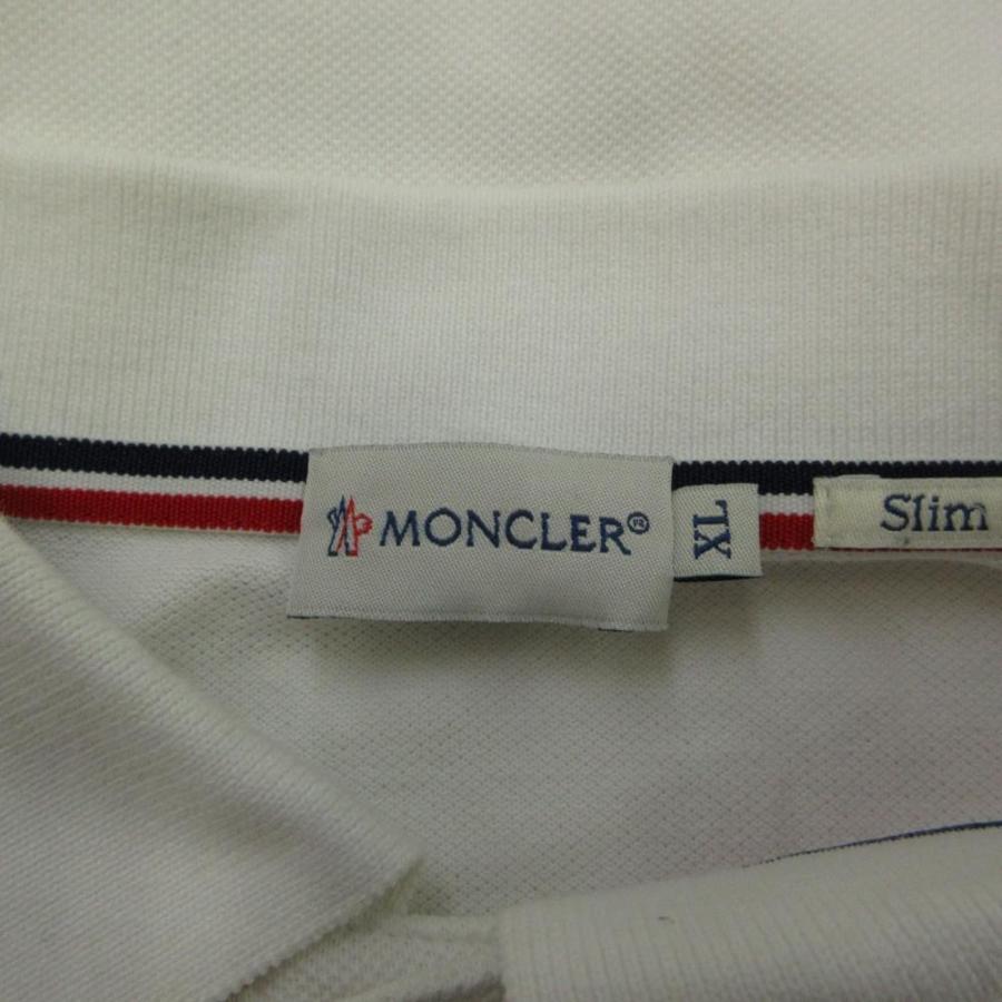 美品 MONCLER モンクレール ポロシャツ L ホワイト ワッペン 鹿の子 MONCLER（モンクレール） ポロシャツ 鹿の子 半袖 ビッグロゴ ワッペン