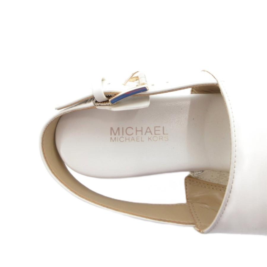 マイケルコース MICHAEL KORS サンダル 厚底 MKロゴ総柄 レザー 5.5 白