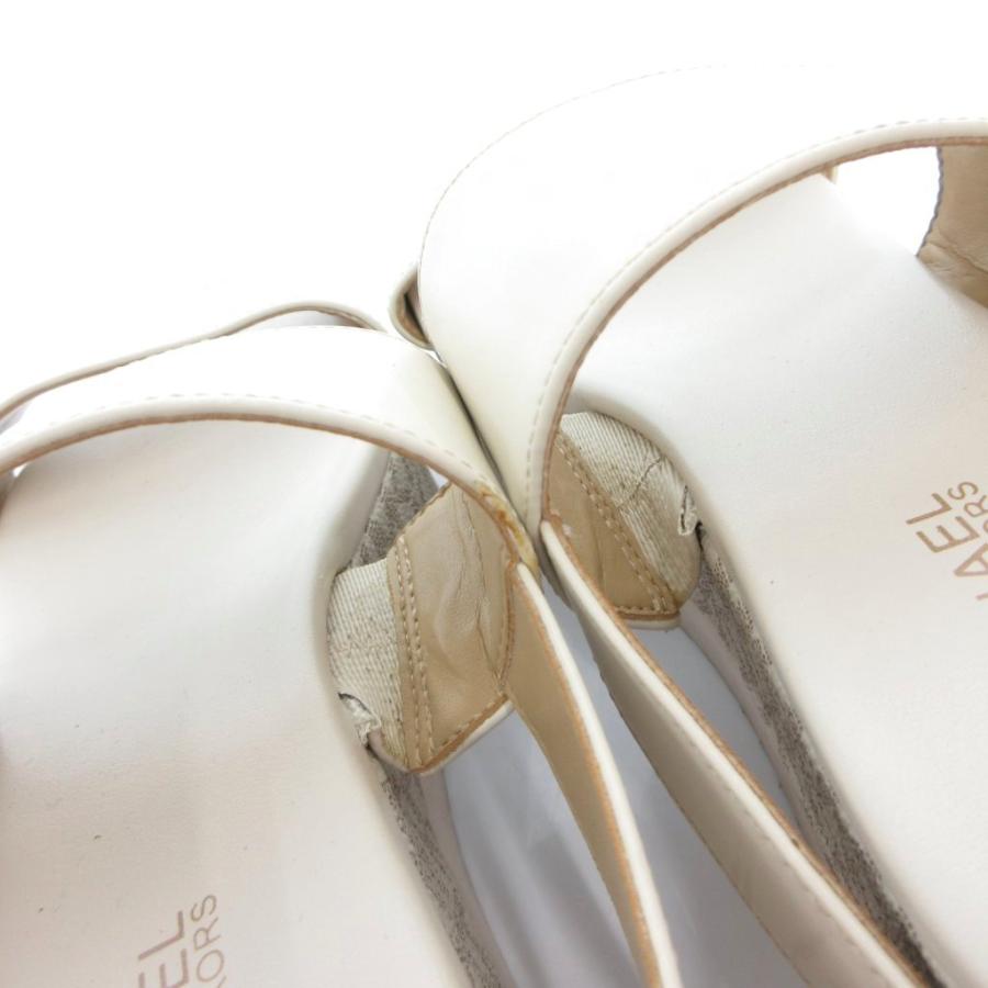 ★極美品★MICHAEL KORS ベージュ サンダル 厚底 ロゴストラップ マイケルコース MICHAEL KORS サンダル 厚底 MKロゴ総柄 レザー 5.5 白