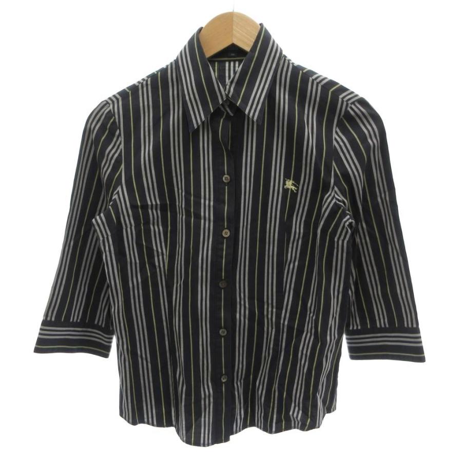 BURBERRY（バーバリー） 美品 シャツ 38 黒 ブラック ストライプ柄 七 