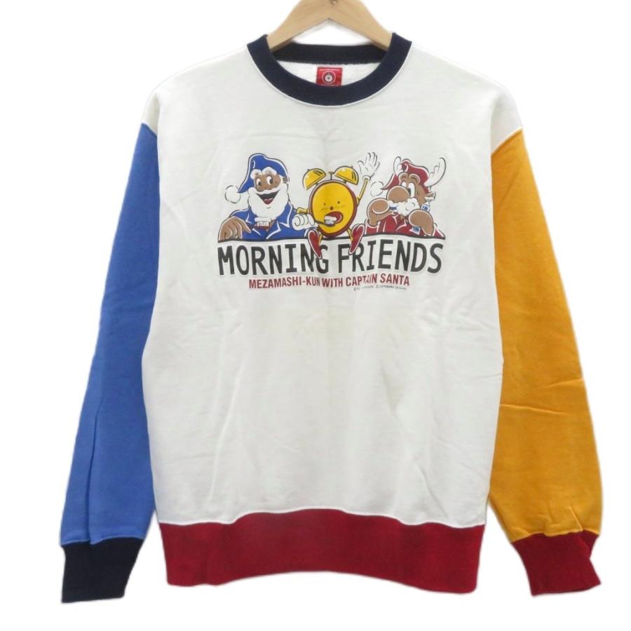 キャプテンサンタ × めざましテレビ トレーナー スウェット プリント S 白 キャプテンサンタ CAPTAIN SANTA × めざましテレビ トレーナー