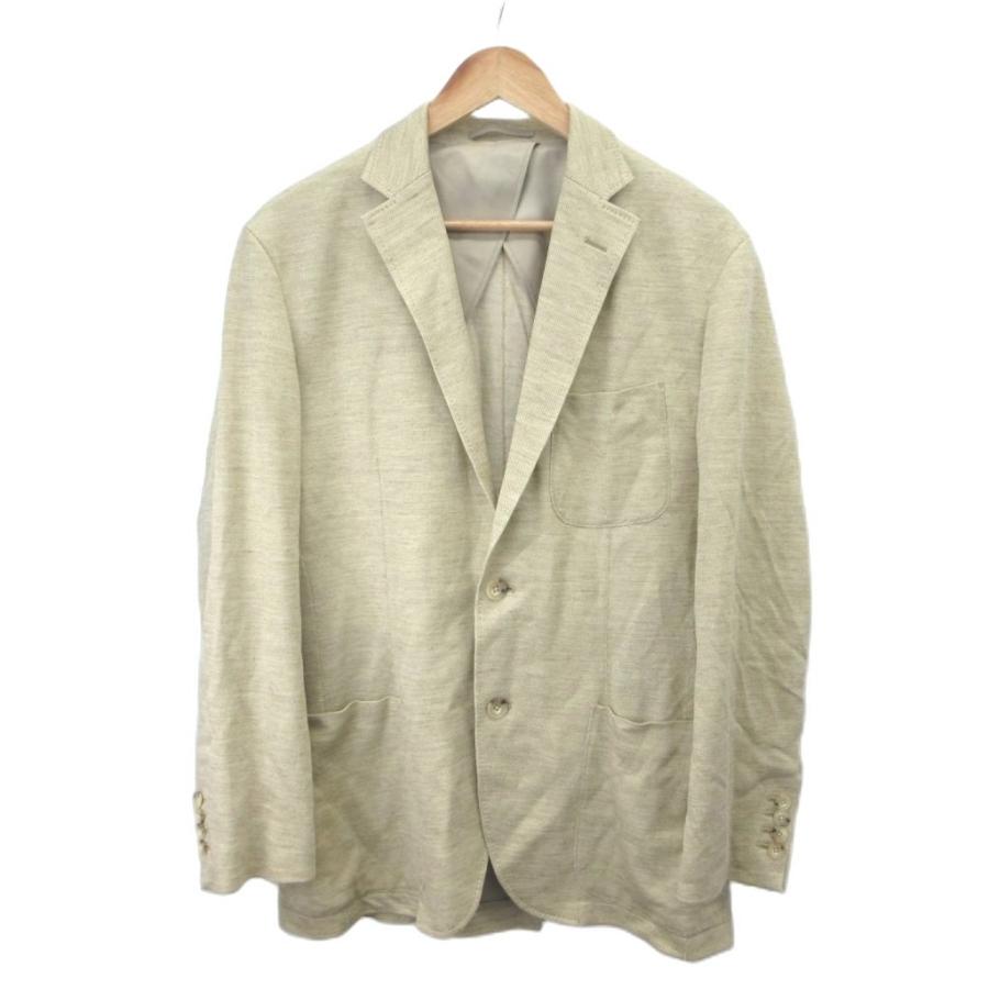ドゥクラッセ DoCLASSE ジャケット 上着 麻 リネン L 黄 イエロー 無地 