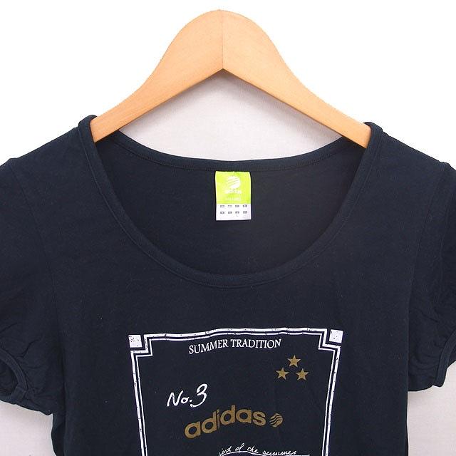アディダスネオ adidas neo 国内正規品 Tシャツ カットソー Uネック ロゴプリント 半袖 L 黒 ブラック /TT ■GY99 レディース |  | 03