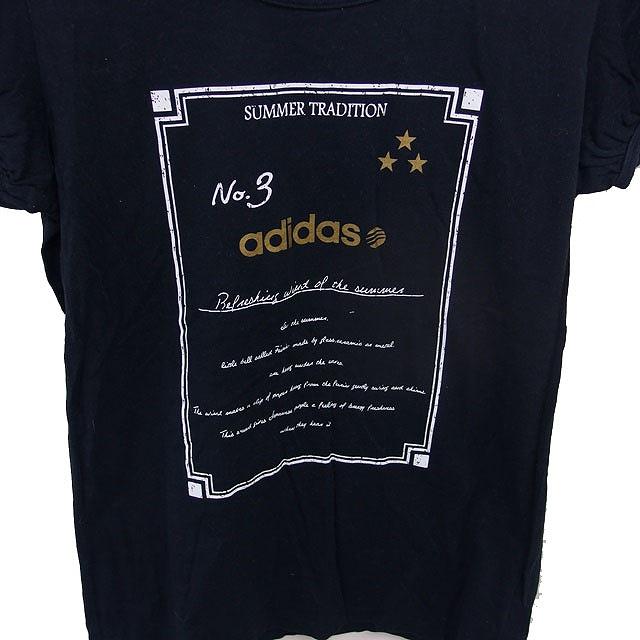 アディダスネオ adidas neo 国内正規品 Tシャツ カットソー Uネック ロゴプリント 半袖 L 黒 ブラック /TT ■GY99 レディース |  | 04