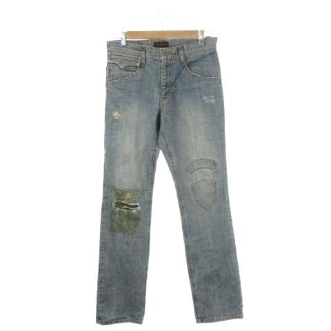 モルガンオム MORGAN HOMME デニム ジーンズ M 青 ブルー ダメージ加工 