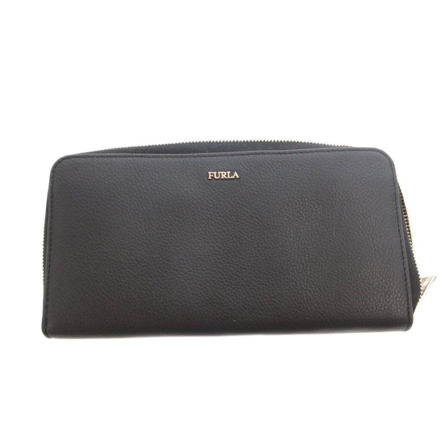 FURLA（フルラ） 長財布 ウォレット ラウンドファスナー ロゴ レザー 
