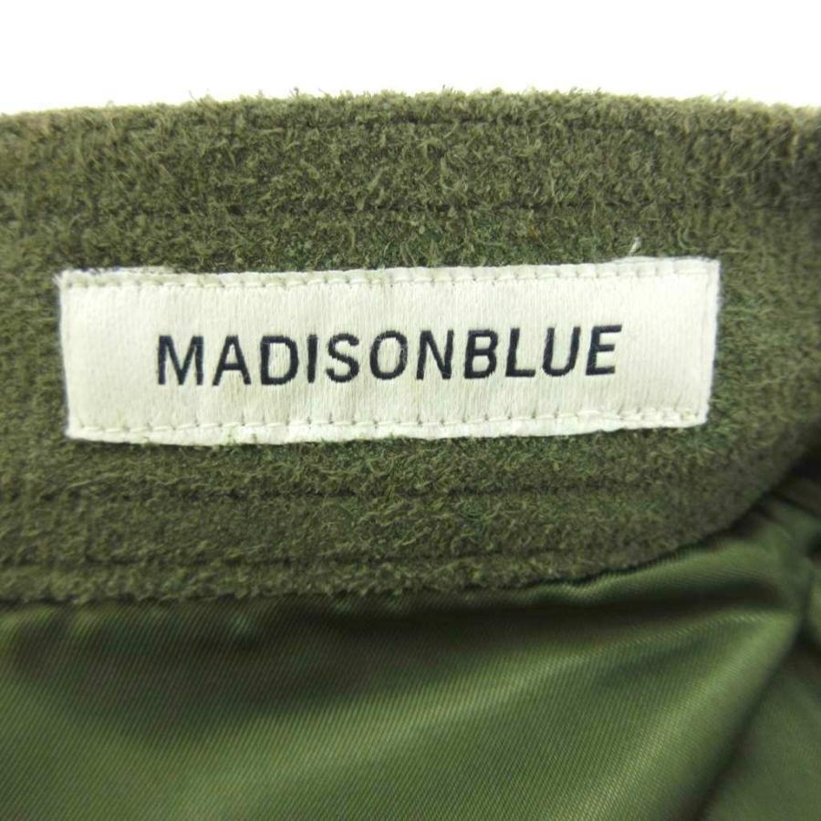 マディソンブルー MADISONBLUE レザースカート XS カーキ 無地 ミディ