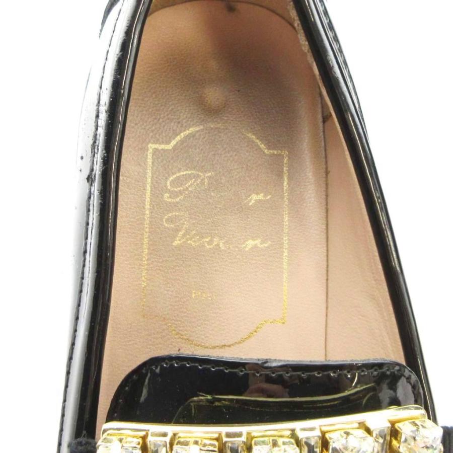美品　Roger Vivier スクエアゴールドバックル　パテントローファー ロジェヴィヴィエ ROGER VIVIER ローファー クリスタルバックル