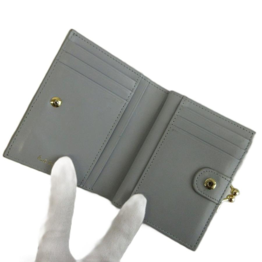 【美品】Paul Smith 二つ折り財布 Paul Smith（ポール・スミス） 財布 二つ折り がま口 レザー ロゴ 紺