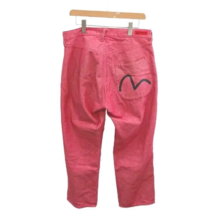 EVISU エヴィス デニムパンツ バックペイント 36 EVISU（エヴィス） デニム ジーンズ 36 赤 レッド 無地 ストレート