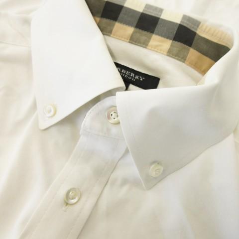 バーバリー ロンドン BURBERRY LONDON シャツ M 白 ホワイト ボタン
