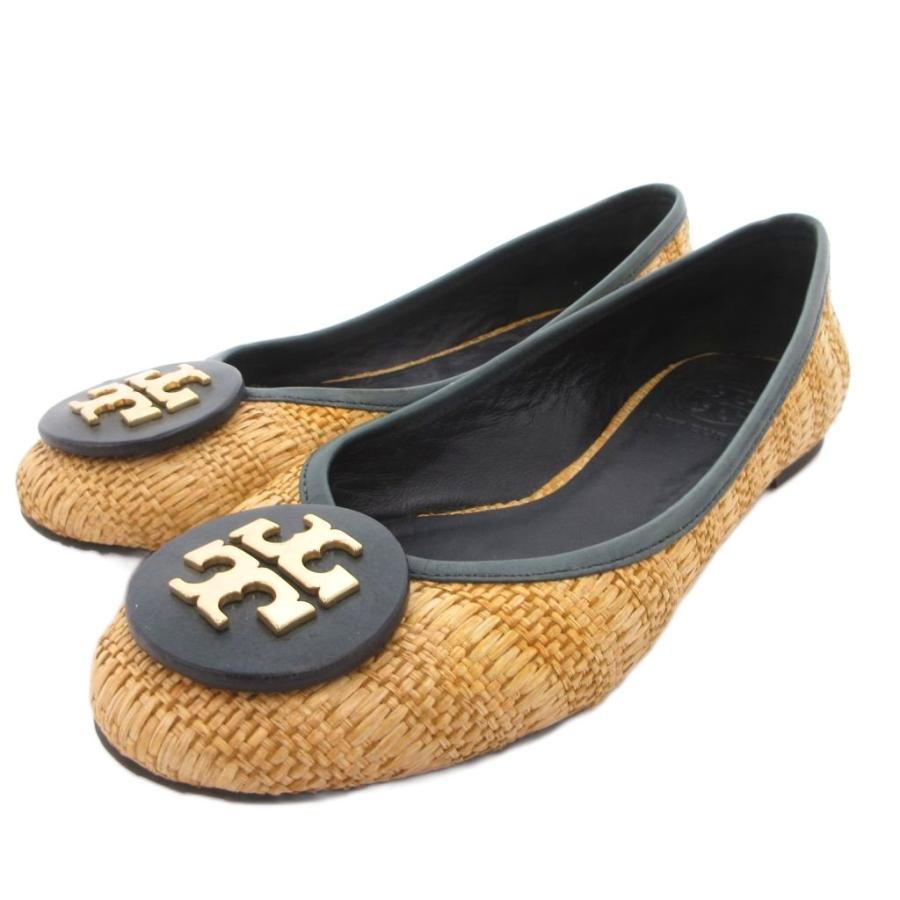 TORY BURCH（トリーバーチ） 美品 フラットシューズ ラフィア レザー