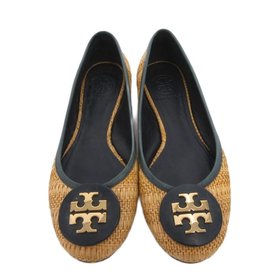 TORY BURCH（トリーバーチ） 美品 フラットシューズ ラフィア レザー