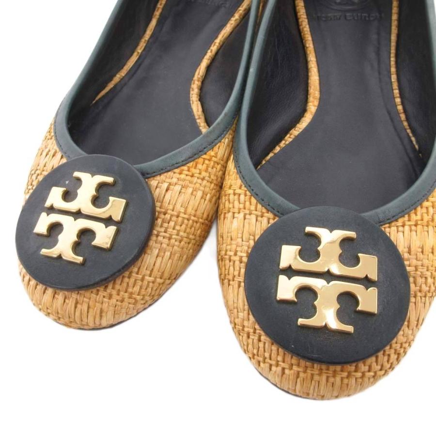 TORY BURCH（トリーバーチ） 美品 フラットシューズ ラフィア レザー
