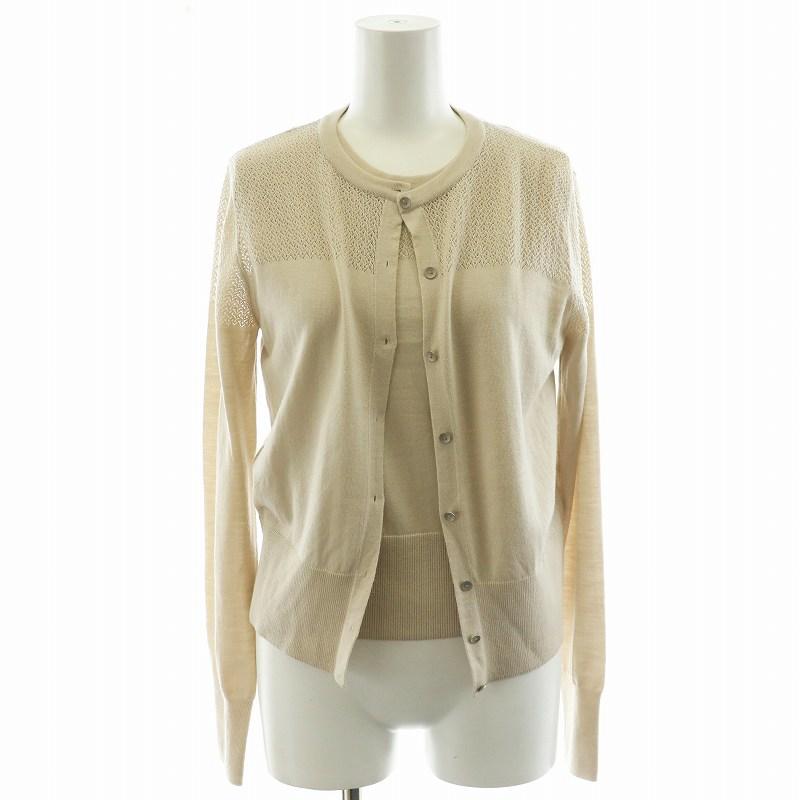 【中古】フォクシー アンサンブルニット カーディガン ノースリーブニット カットソー 38 S ベージュ 41351 41350 FOXEY（フォクシー） アンサンブルニット カーディガン ノースリーブ