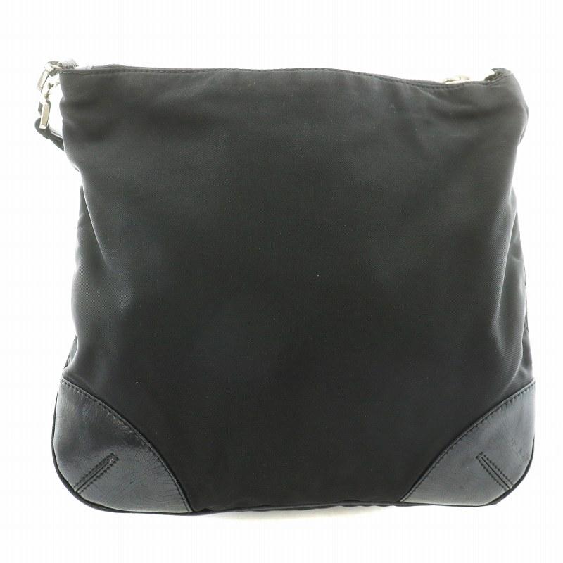 PRADA プラダ ショルダーバッグ 三角プレート ロゴ ナイロン レザー 黒  