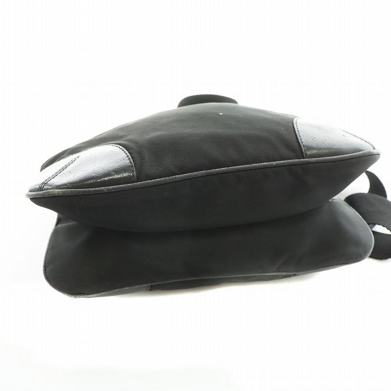 PRADA プラダ ショルダーバッグ 三角プレート ロゴ ナイロン レザー 黒  