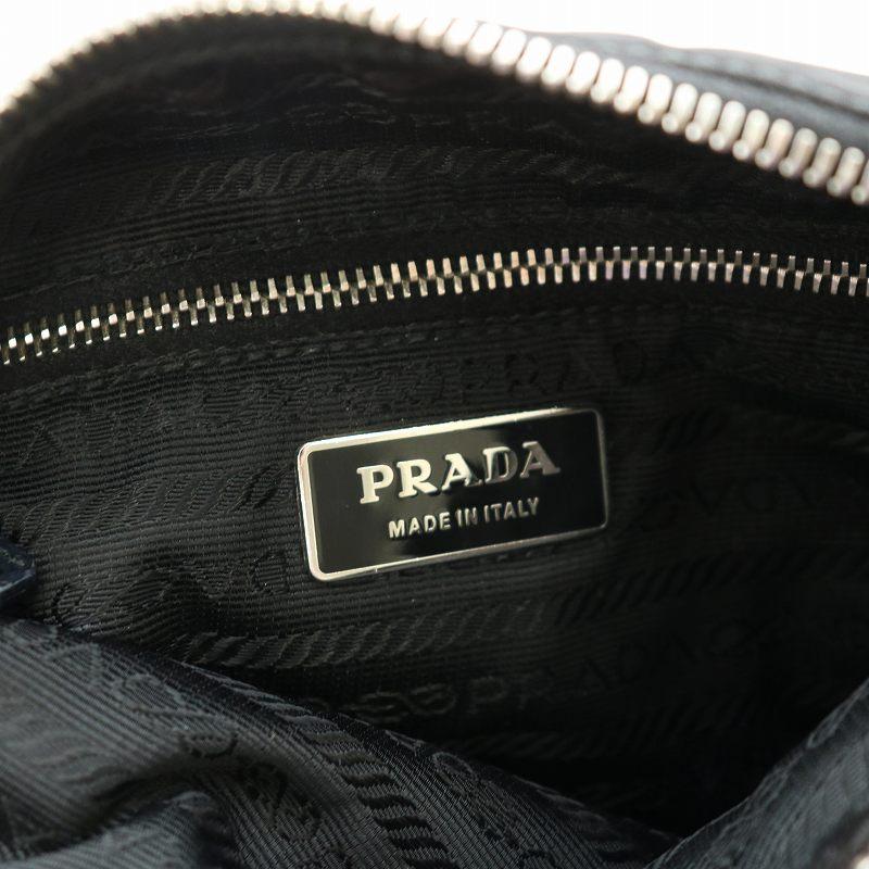PRADA プラダ ショルダーバッグ 三角プレート ロゴ ナイロン レザー 黒  