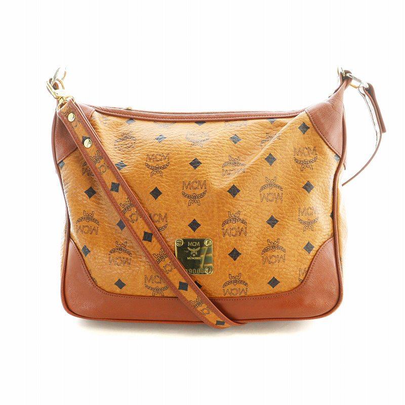 MCM ショルダーバッグ ヴィセトス 本革 茶 美品 レディース 斜め掛け エムシーエム MCM ショルダーバッグ 斜めがけ ヴィセトス レザー ロゴ