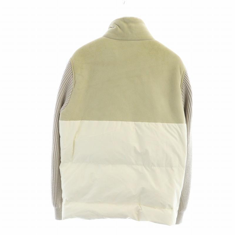 【中古】エンメティ EMMETI 異素材切替 ニット ムートン ダウンジャケット 長袖 ジップアップ ロゴ 50 ライトグレー エンメティ EMMETI 異素材切替 ニット ムートン ダウンジャケット 長袖