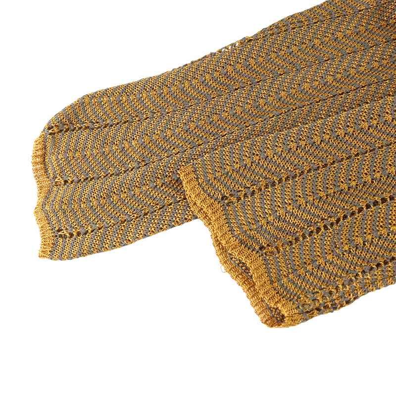 【中古】ロエベ LOEWE セットアップ 上下 カットソー フレアスカート ニット ヘリンボーン ロゴ 長袖 S M 茶 LOEWE（ロエベ） セットアップ 上下 カットソー フレアスカート ニット