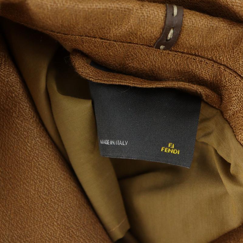 【中古】フェンディ FENDI セットアップ タグ付き 上下 テーラードジャケット ロングスカート 麻 リネン 長袖 ロゴ FENDI（フェンディ） セットアップ タグ付き 上下 テーラード