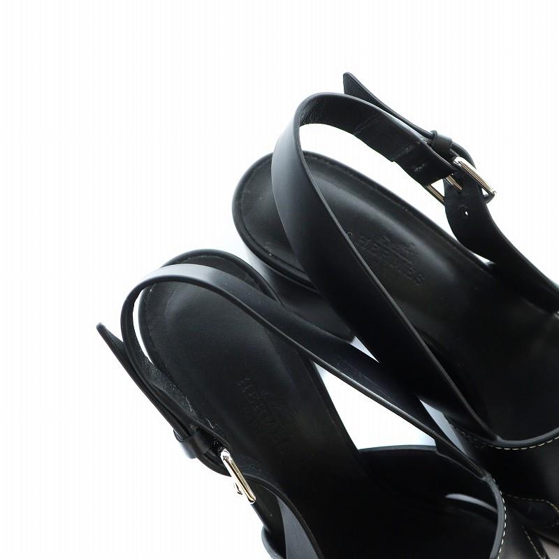 HERMES エルメス 良品 エルベ60 サンダル チャンキーヒール Hロゴ