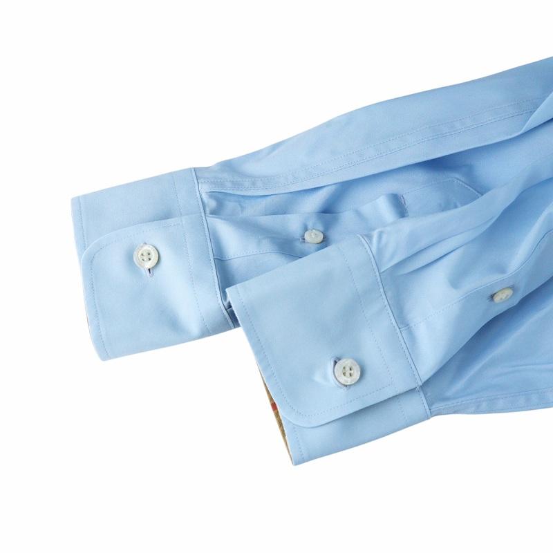 【中古】バーバリー BURBERRY William ドレス シャツ 長袖 ノバチェック柄 ロゴ 刺繍 L ライトブルー 8003072 /MQ BURBERRY（バーバリー） BURBERRY William ドレス シャツ 長袖 ノバ