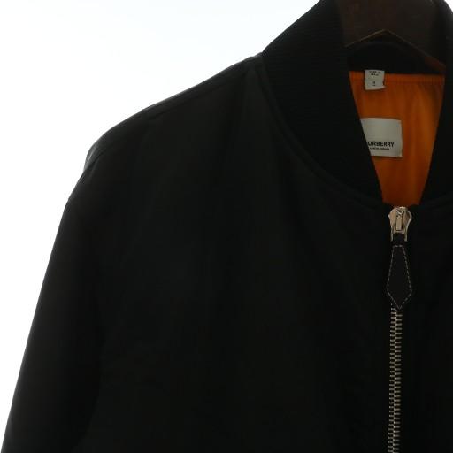 【中古】BURBERRY 23AW GILLAN 中綿ジャケット MA-1 ブルゾン ナイロン バックプリント ロゴ S 黒 オレンジ 8056117 BURBERRY（バーバリー） BURBERRY 23AW GILLAN 中綿ジャケット MA-1