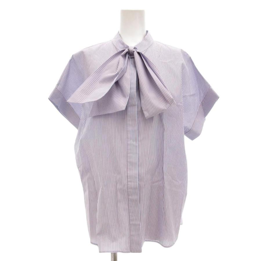 【中古】ドゥロワー Drawer 20SS コットンストライプリボンブラウス シャツ 36 ライトブルー系 6511-299-0832 /UO ドゥロワー Drawer 20SS コットンストライプリボンブラウス シャツ 36