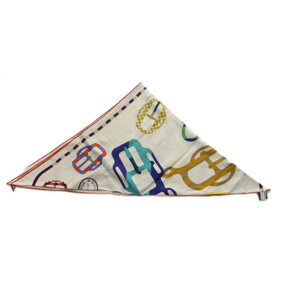 【中古】未使用品 エルメス トライアングル ジェアン スカーフ モダンなバックル アン カザック カシミヤ シルク HERMES 未使用品 エルメス トライアングル ジェアン スカーフ モダンな