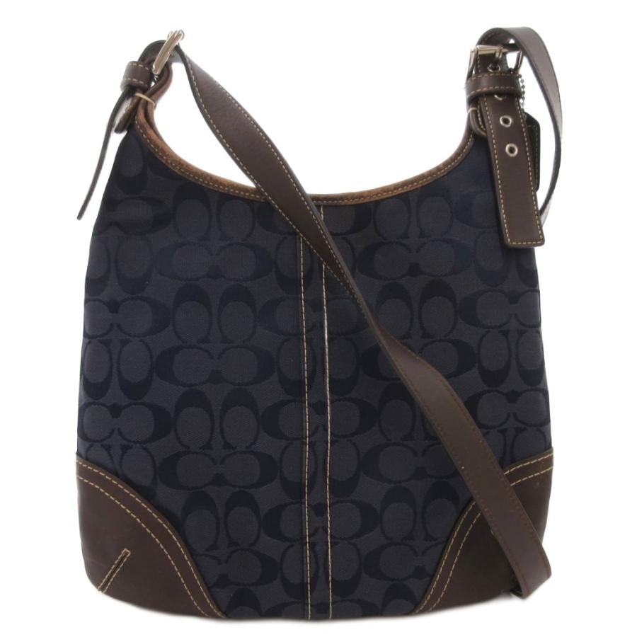 COACH（コーチ） ショルダーバッグ シグネチャー キャンバス レザー 紺 