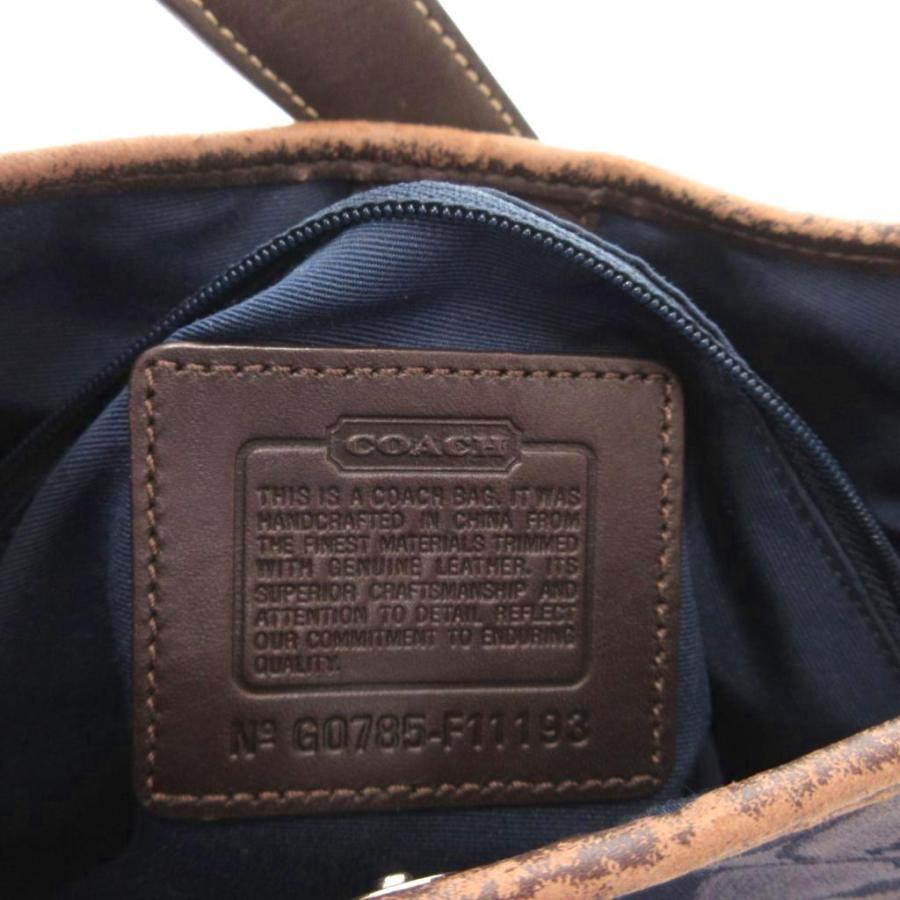 COACH（コーチ） ショルダーバッグ シグネチャー キャンバス レザー 紺 