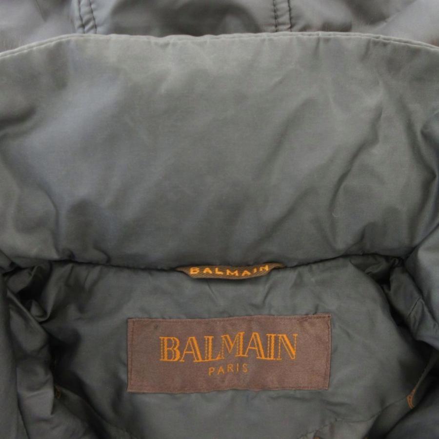 【BALMAIN】 ダウンコート ファー付 裏地総柄 グレーカーキ Lサイズ BALMAIN（ダウンコート）のフリマアイテム一覧