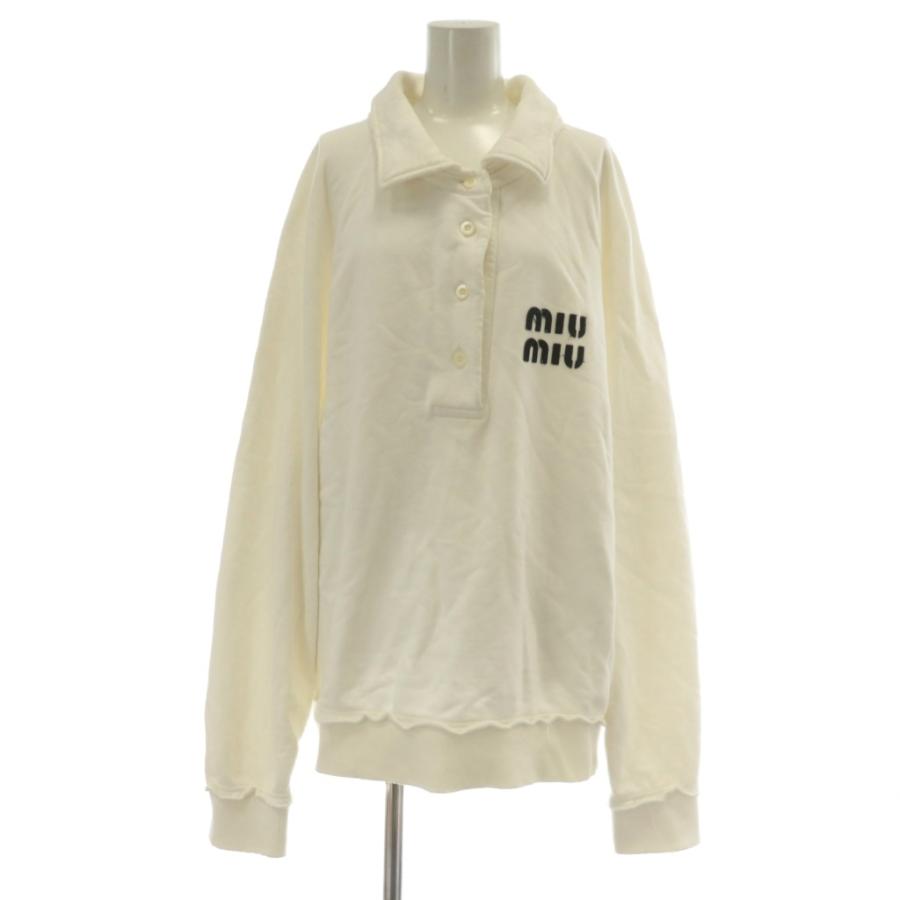 MIU MIU ミュウミュウ　ポロスウェット miu miu（ミュウミュウ） ロゴパッチ ポロ スウェット シャツ 長袖 S