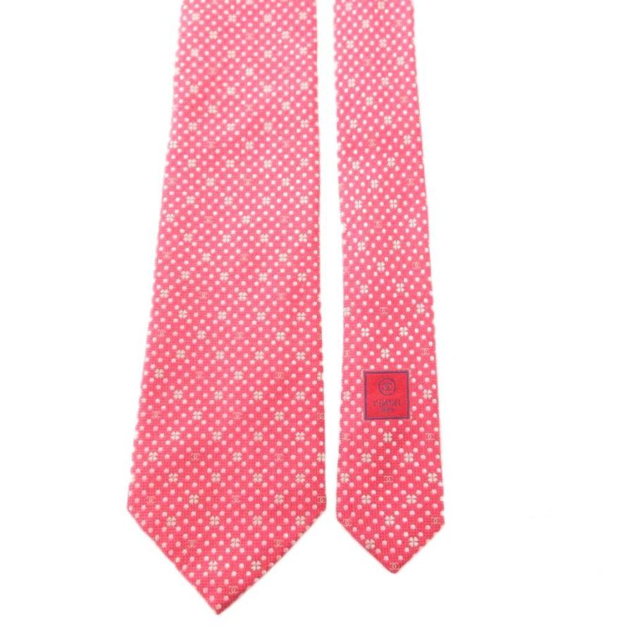 CHANEL シャネル ネクタイ シルク ココマーク クローバー ピンドット柄