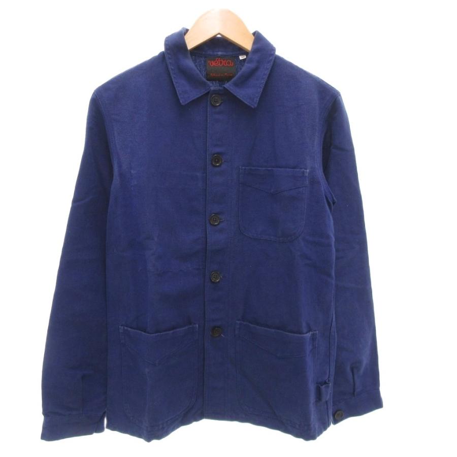 ベトラ VETRA フランス製 フレンチワークジャケット リネン混 38 紺