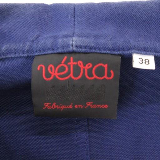 ベトラ VETRA フランス製 フレンチワークジャケット リネン混 38 紺