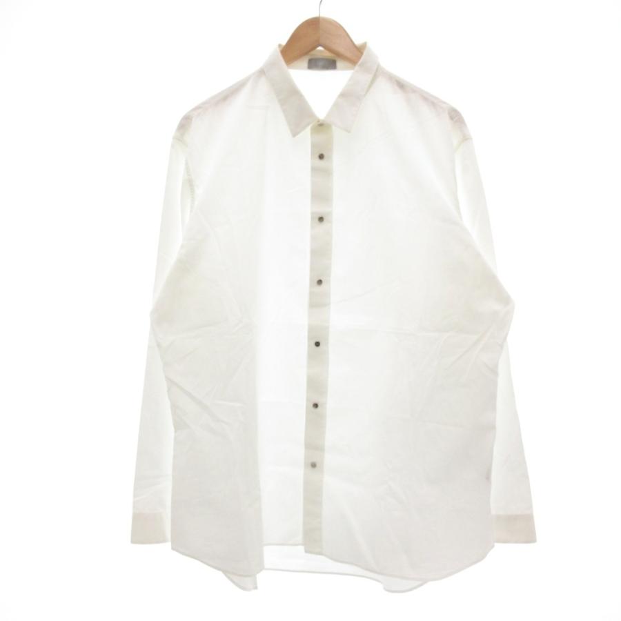【中古】ディオールオム Dior HOMME CDロゴ メタルスナップボタン ドレスシャツ ワイシャツ 長袖 45 白 /UO メンズ ディオールオム Dior HOMME CDロゴ メタルスナップボタン ドレスシャツ