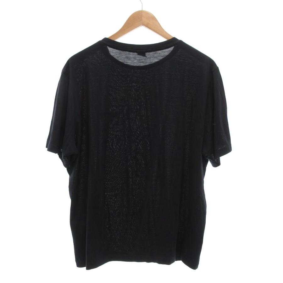 【中古】ベルルッティ Berluti レザータブ Tシャツ 絹 シルク 半袖 ロゴ L 黒 ブラック /UO メンズ ベルルッティ Berluti レザータブ Tシャツ 絹 シルク 半袖 ロゴ L 黒