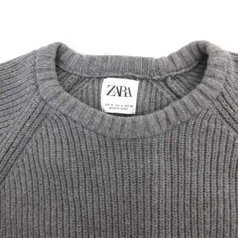 ZARA（ザラ） コットンニット セーター 長袖 S グレー クルーネック