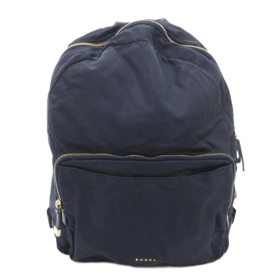 トッカ TOCCA リュックサック デイパック ロゴ ナイロン レザー 紺
