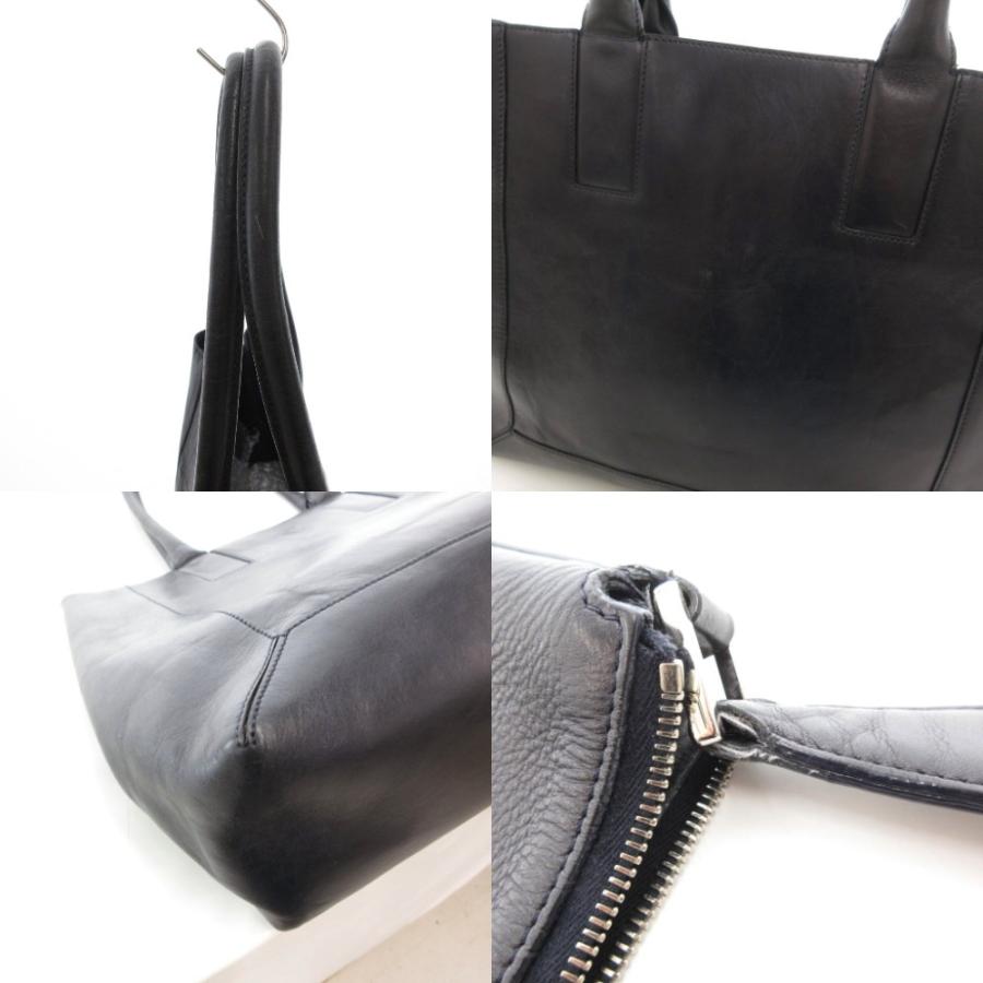 ヒロフ HIROFU トートバッグ Hロゴ レザー スクエア 黒 ブラック /UO