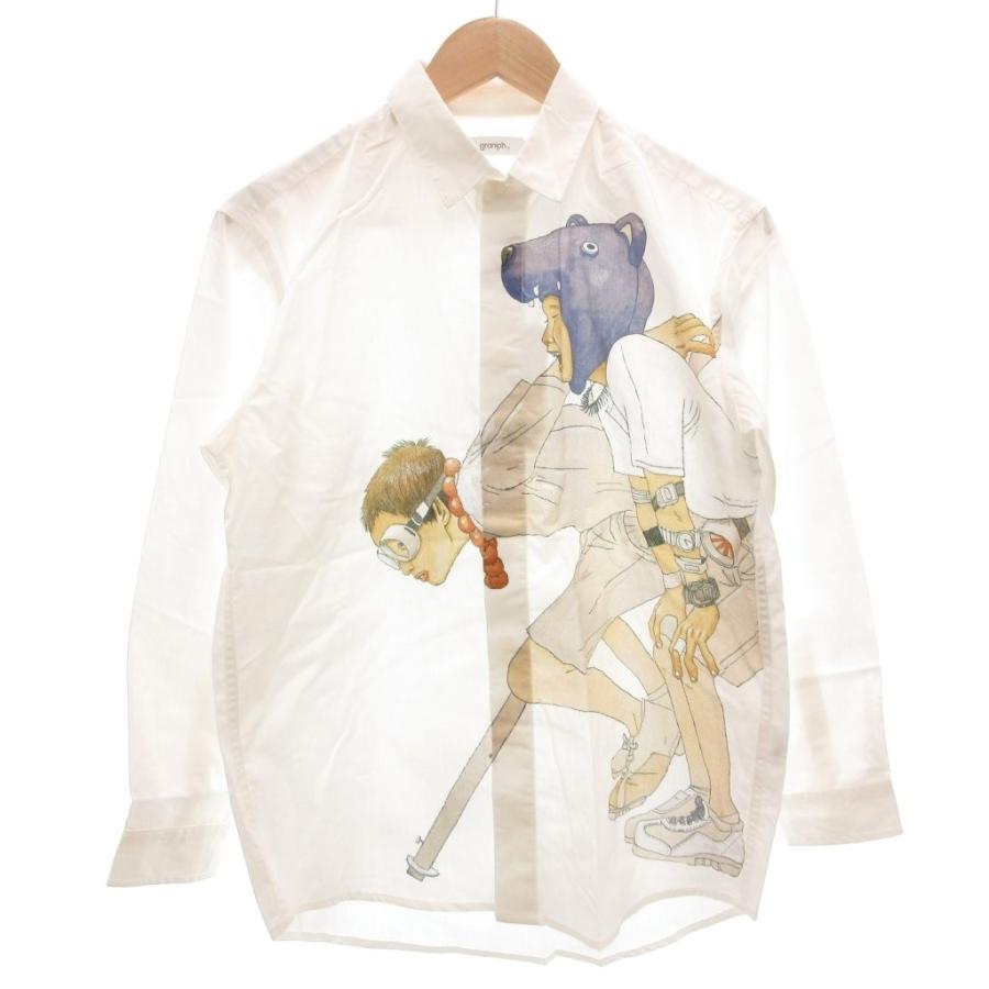 【XL】グラニフ 松本大洋 ネコ ルーズフィットシャツ 長袖 未使用品 グラニフ graniph タグ付き 松本大洋 ネコ ルーズフィット