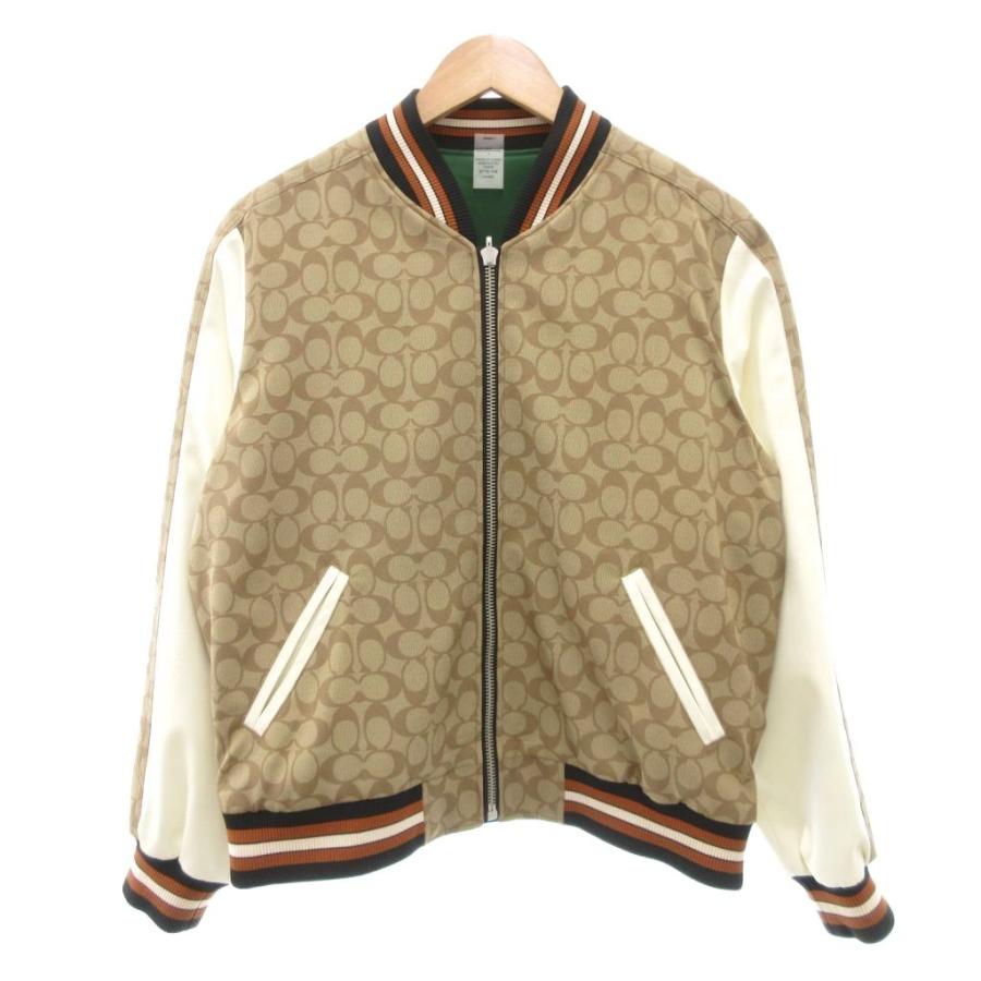 【中古】コーチ COACH シグネチャー ジャケット スカジャン リバーシブル 花柄 刺繍 S ベージュ グリーン /UO COACH（コーチ） シグネチャー ジャケット スカジャン リバーシブル 花