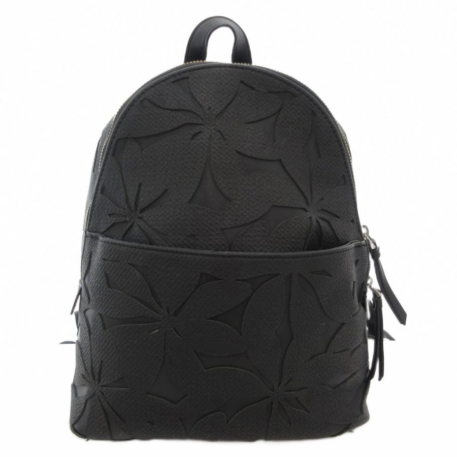 Desigual デシグアル ロゴ フラワー リュック レザー ブラック デシグアル Desigual リュックサック デイパック ミニ 花柄 パンチング
