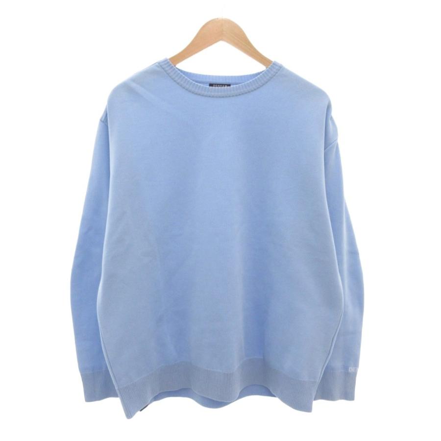 【中古】デンハム DENHAM TOUGH KNIT ニット セーター M 長袖 クルーネック ロゴ 三角タグ 水色 ライトブルー デンハム DENHAM TOUGH KNIT ニット セーター M 長袖 クルーネック